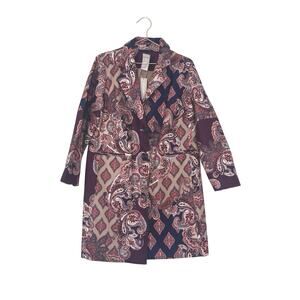 Chicos drama coat size 2 which is 12/14 petite patched print